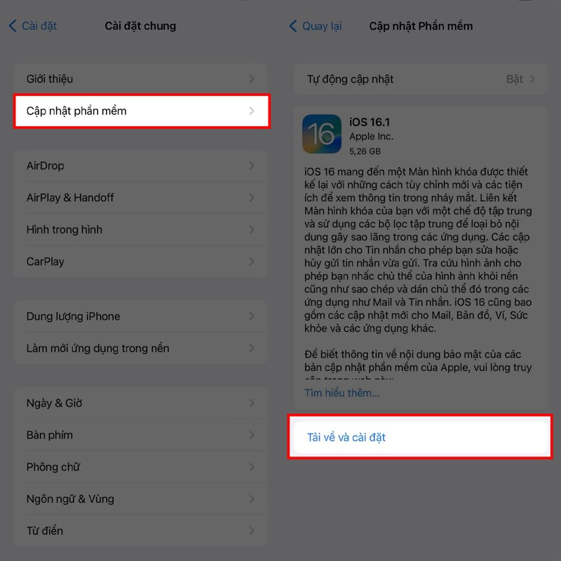 Cách cập nhật iOS 16.1 chính thức