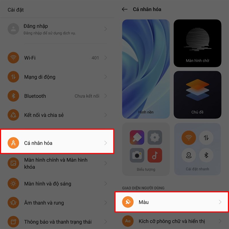 Cách chỉnh màu điện thoại OPPO