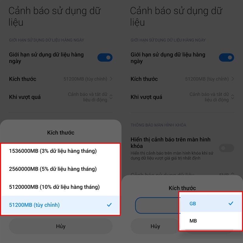 Cách giới hạn dữ liệu cho Xiaomi