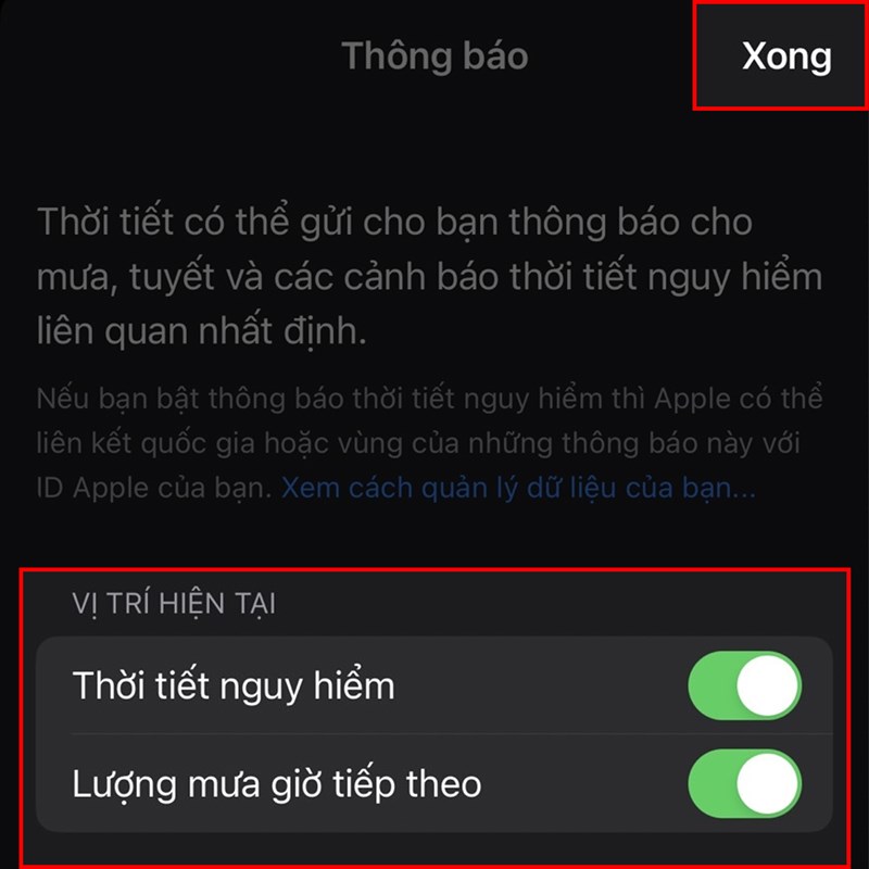 Cách nhận thông báo thời tiết khắc nghiệt trên iOS 16