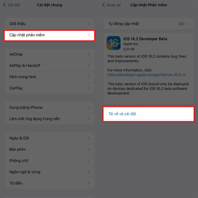 Cách cập nhật iOS 16.2 Beta