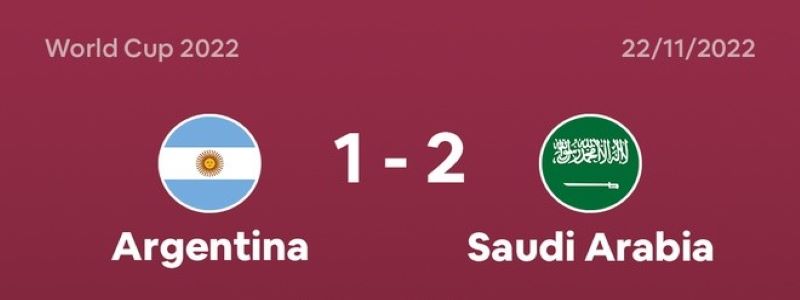 tỉ dố argentina - Saudi Arabia 1-2 Bảng C World Cup 2022