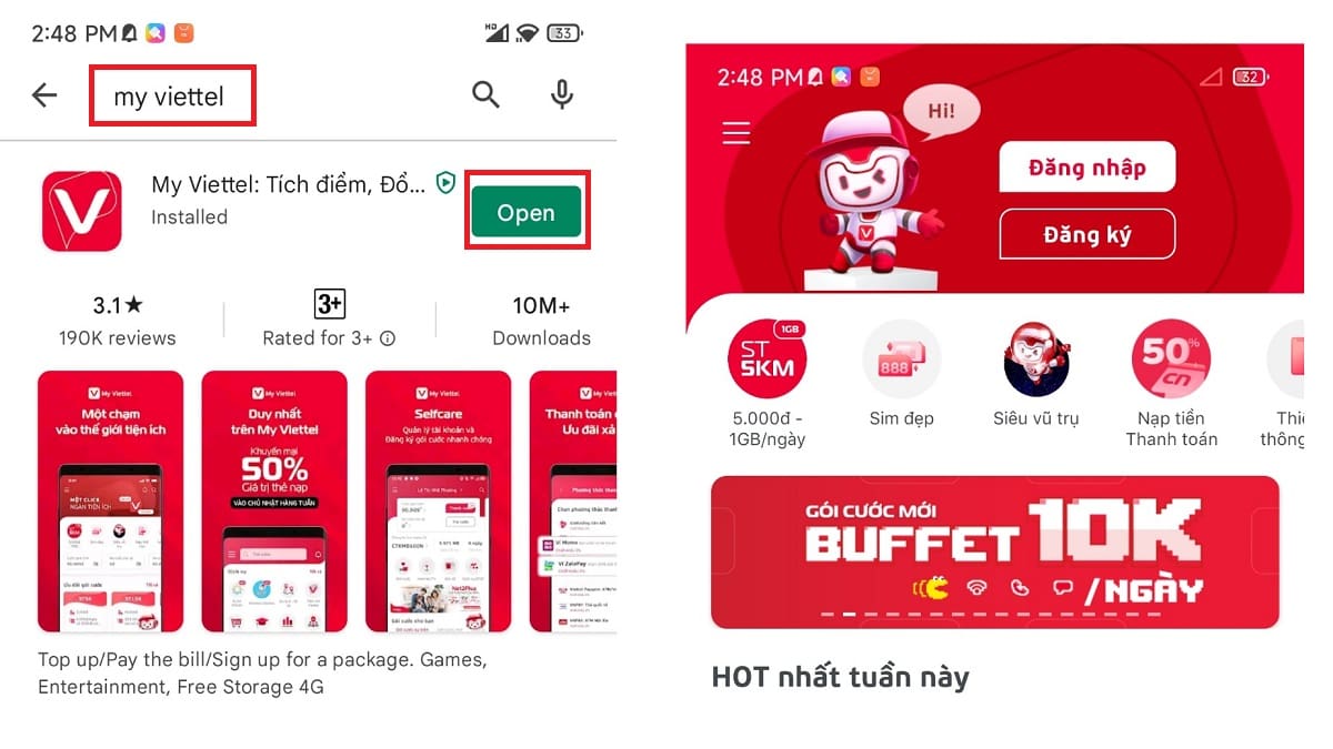 Tải app “My Viettel” về điện thoại từ cửa hàng ứng dụng