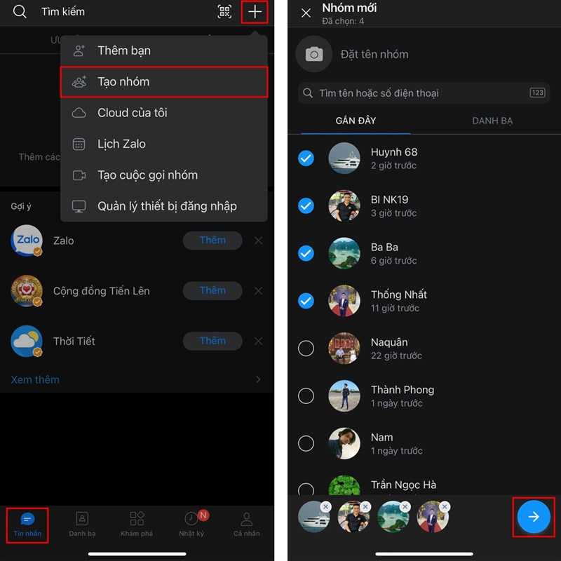 cách tạo nhóm nhanh trên Zalo