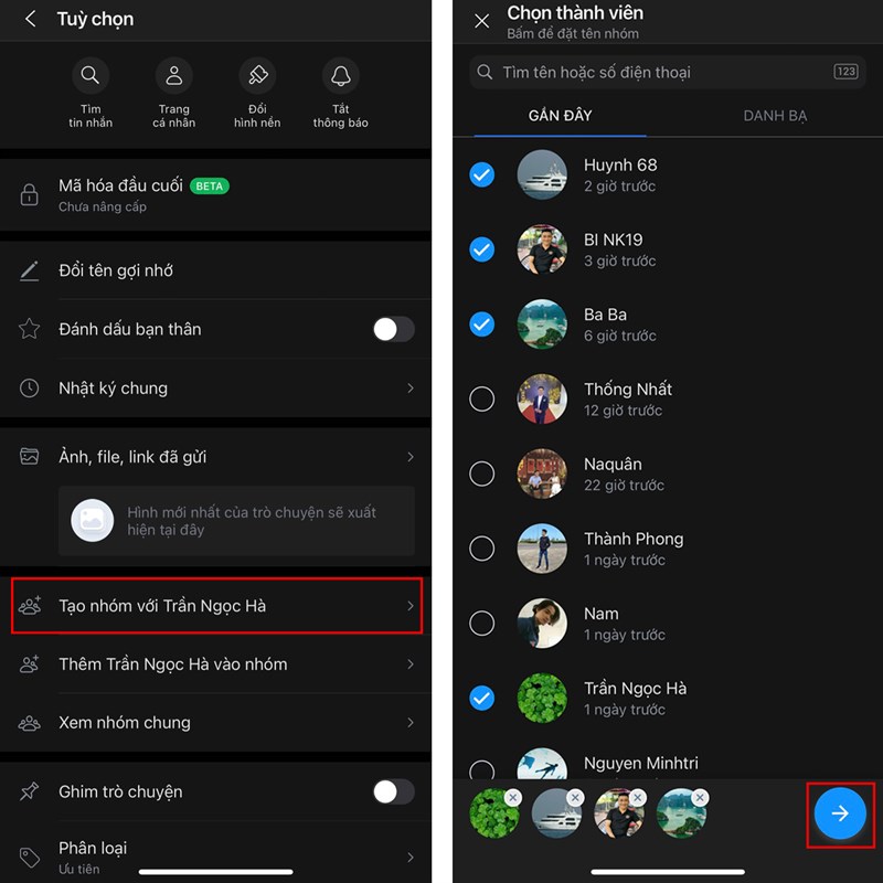 cách tạo nhóm nhanh trên Zalo