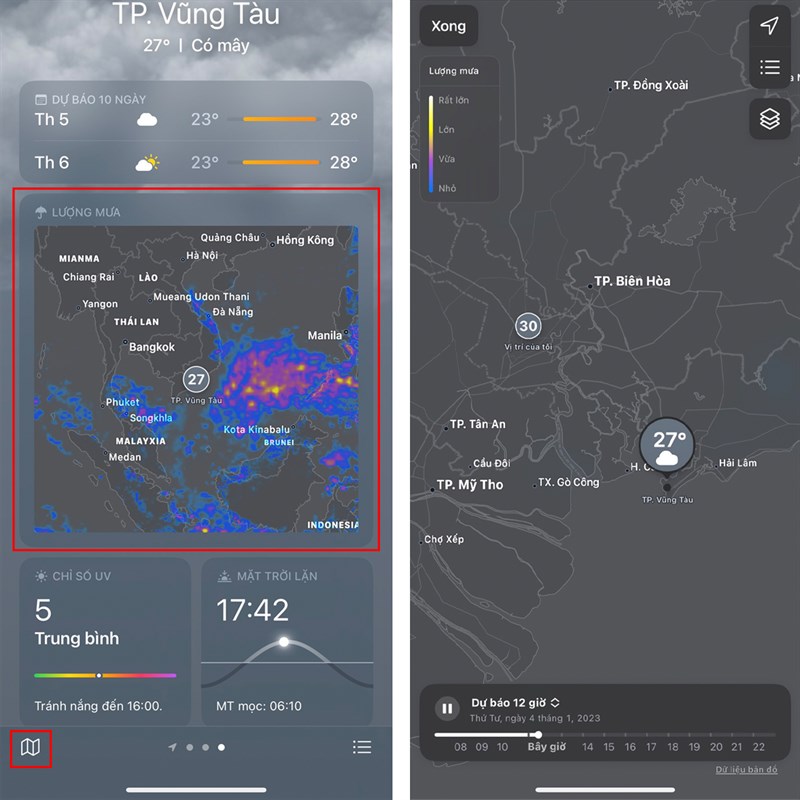 Cách hiển thị bản đồ thời tiết ẩn trên iPhone
