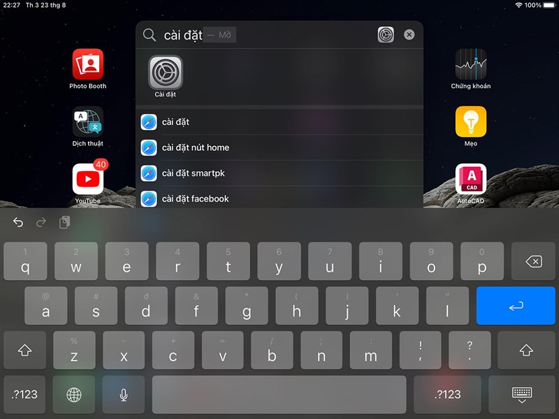 cách bật Key Flicks trên iPad 