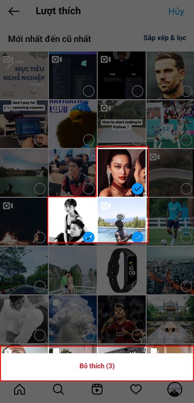 Cách bỏ thích nhiều bài viết cùng lúc trên Instagram