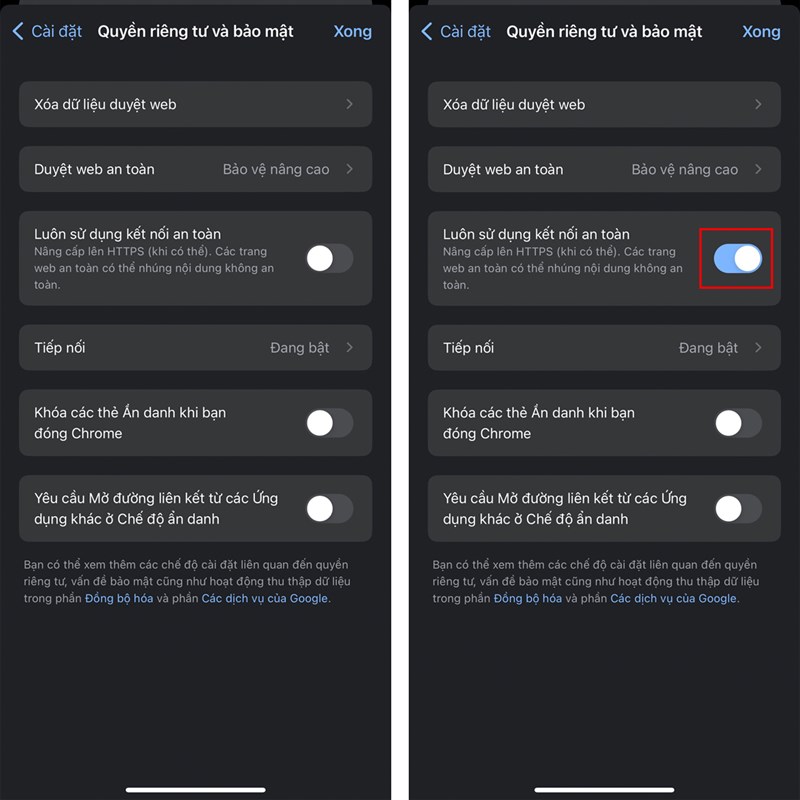 Cách bật tính năng kết nối an toàn trên Chrome