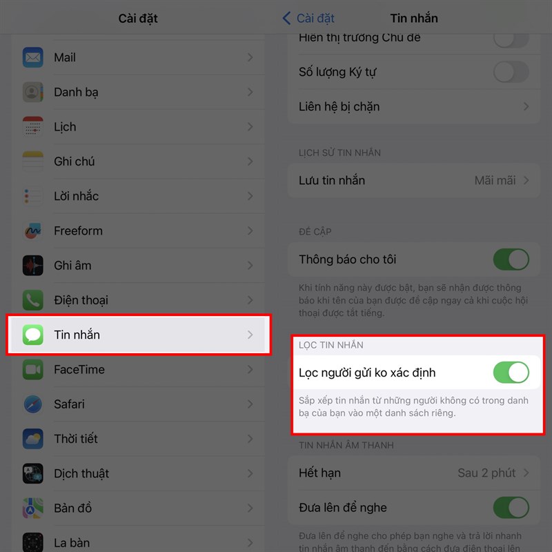 Cách lọc tin nhắn rác trên iPhone Cách lọc tin nhắn rác trên iPhone