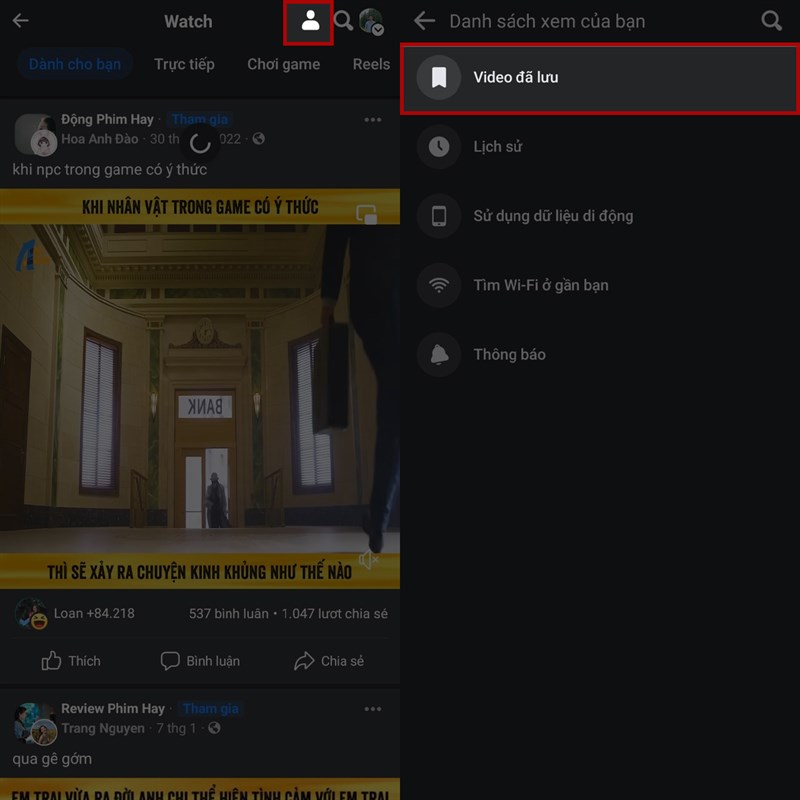 Cách xem lại video đã lưu trên Facebook Watch
