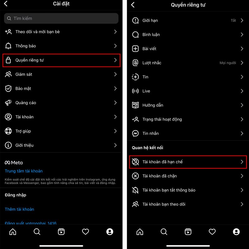 Hướng dẫn cách hạn chế tài khoản trên Instagram