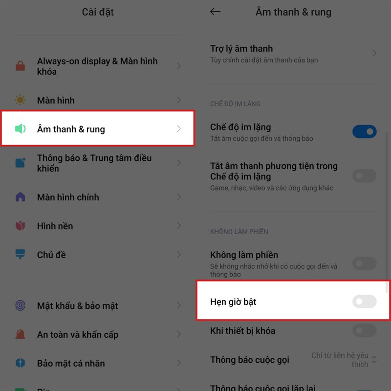 Cách hẹn giờ bật chế độ không làm phiền Xiaomi