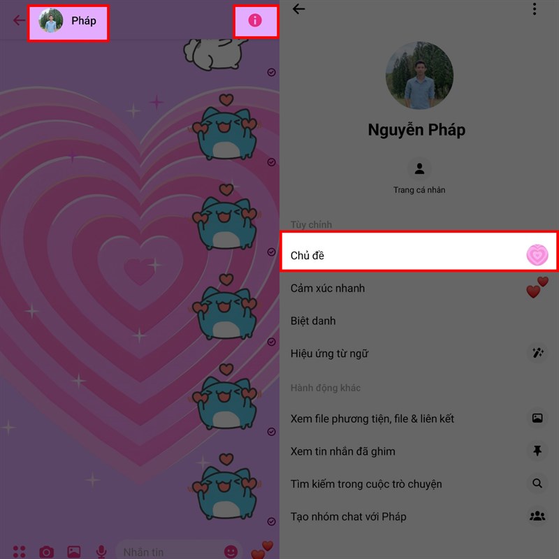 Cách thay đổi chủ đề mới trên Messenger