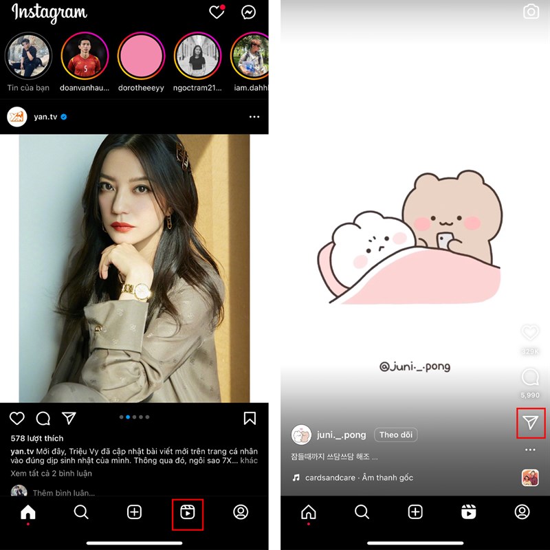 Cách chia sẻ video Reels Instagram lên story