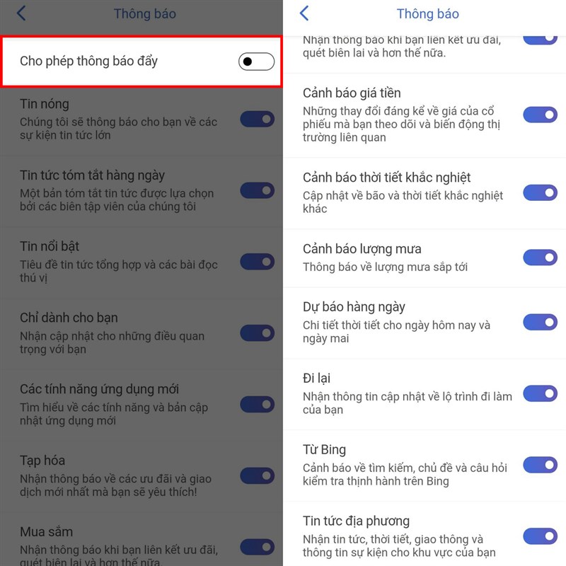 Cách chỉnh thông báo Bing AI trên Android