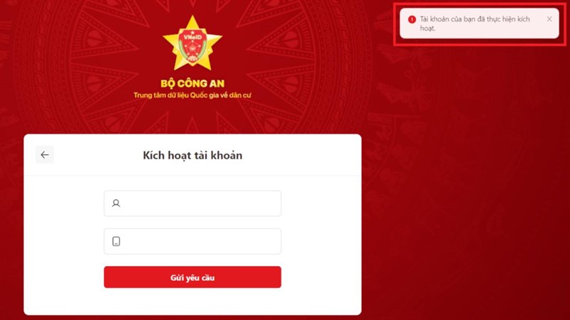 Cách kích hoạt tài khoản định danh điện tử trên máy tính Cách kích hoạt tài khoản định danh điện tử trên máy tính