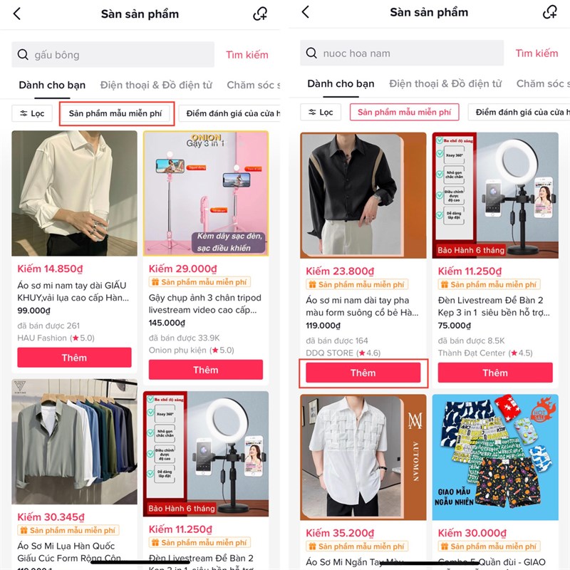 Cách mua sản phẩm mẫu TikTok Shop miễn phí