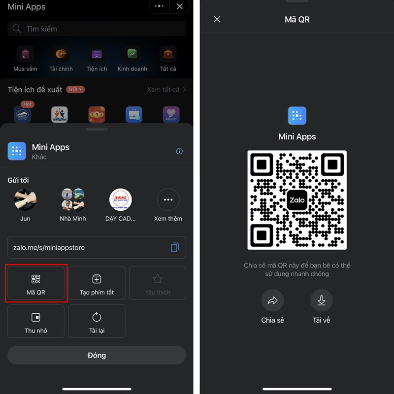 Cách tạo mã QR Mini Apps trong Zalo