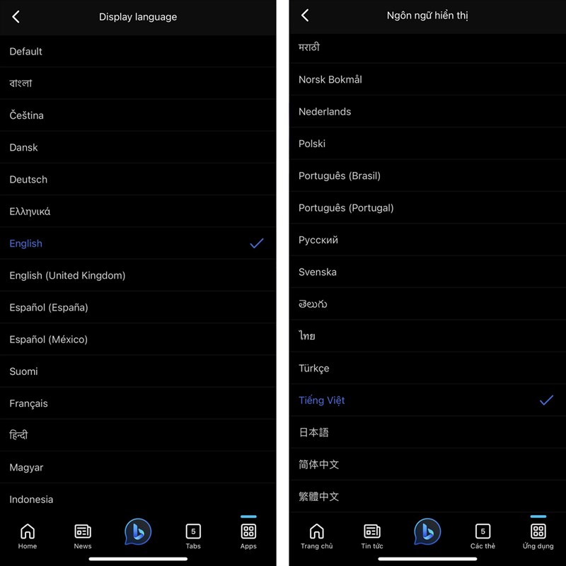 Cách thay đổi ngôn ngữ trong Bing AI iOS