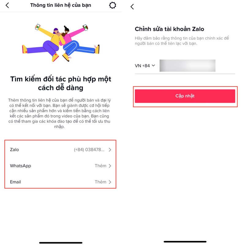 Cách thêm thông tin liên hệ TikTok Shop