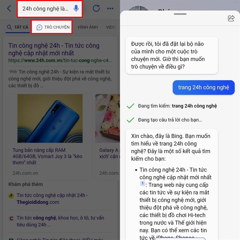 Hướng dẫn cách sử dụng Bing AI trên Android