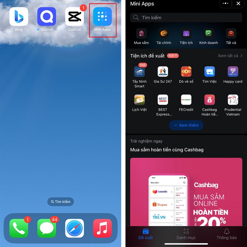 Cách cài đặt Mini Apps trên iPhone
