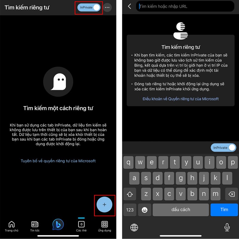 Cách bật chế độ ẩn danh trên Bing AI iOS