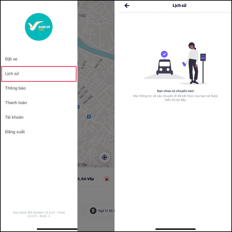 Cách xem lại lịch sử đặt xe trên Taxi Xanh SM Cách xem lại lịch sử đặt xe trên Taxi Xanh SM