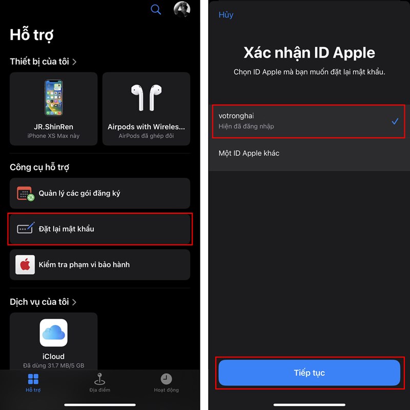 Cách đặt lại mật khẩu iCloud trong app hỗ trợ của Apple Cách đặt lại mật khẩu iCloud trong app hỗ trợ của Apple